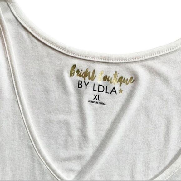 LDLA Bridal Sweating For The Wedding White & Silver Metallic Barbell Tank Top XL - Picture 5 of 10